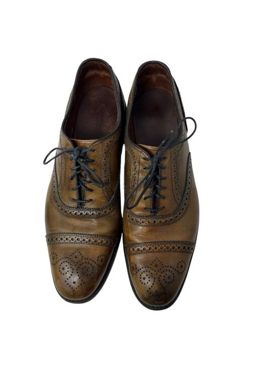 Allen Edmonds Strand Mens 11 C Oxford Wingtip Cap Toe Dress Shoes Leather Walnut